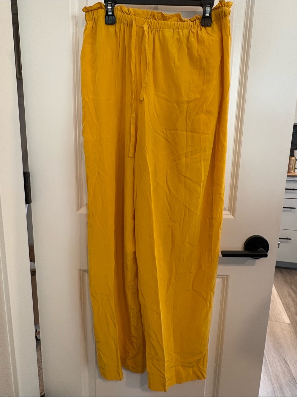 Liz Claiborne Mustard Yellow Drawstring Wide-Leg Pants